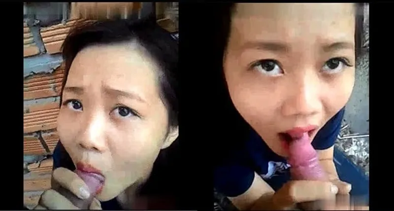 Cô bạn gái liếm cậu bé ở vườn sau nhà